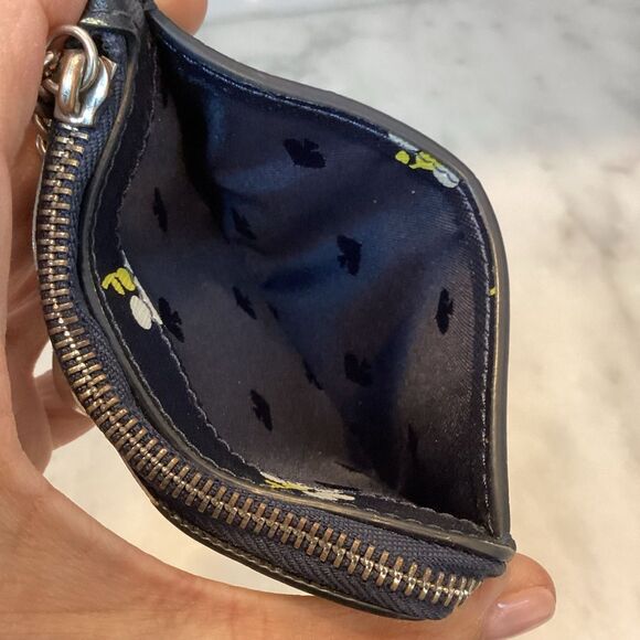 Kate Spade Floral Card Holder Key Chain Leather Wallet - Picture 3 of 9